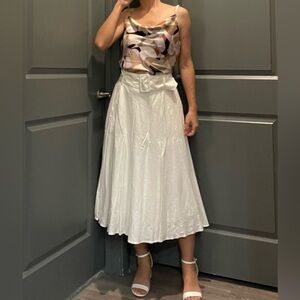 Mid A-Line Skirt high elastic waist and belt - Top included small size